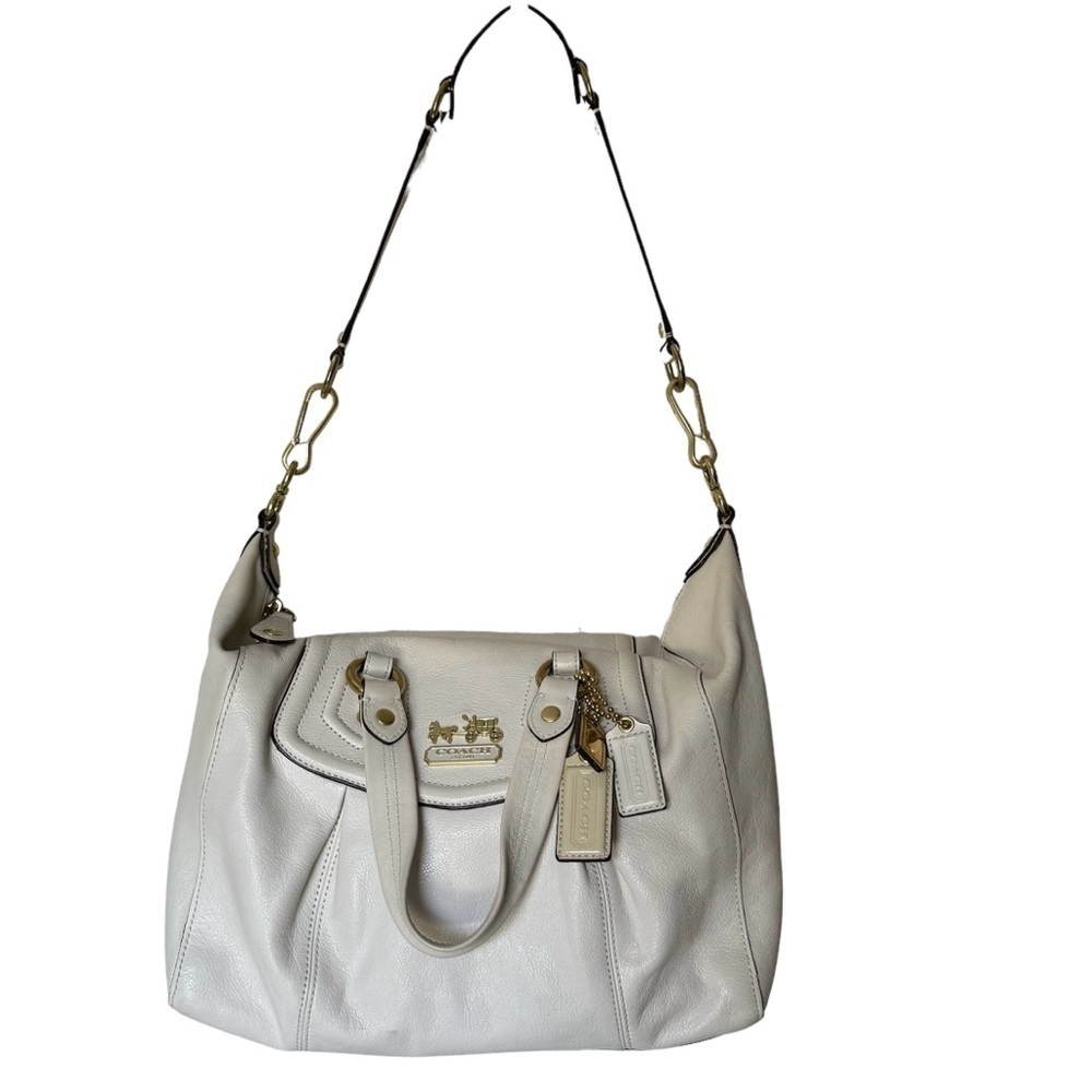 Coach Off White Leather Hobo Shoulder Bag Madison Sabrina Convertible Satchel - Picture 2 of 16